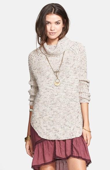 Free People Turtleneck Pullover Oatmeal