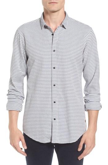 Men's Scotch & Soda Textured Woven Shirt, Size - Grey
