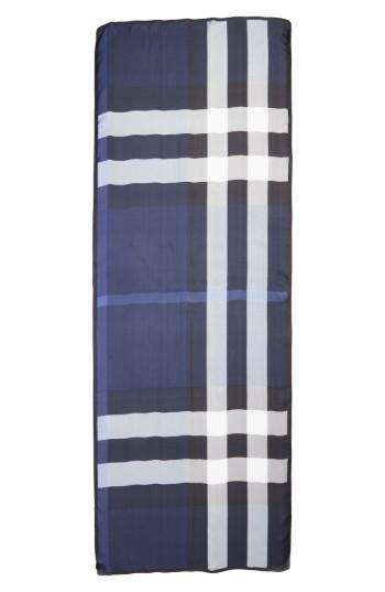 Women's Burberry Mega Check Silk Scarf, Size - Blue