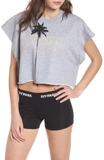 Women's Ivy Park Festival Palm Print Crop Tee - Grey