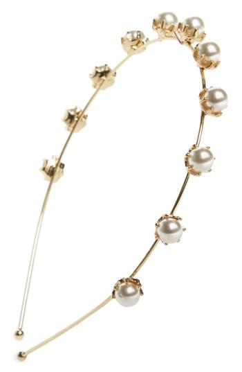 Cara Imitation Pearl Embellished Headband, Size - Metallic