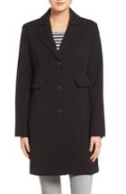 Petite Women's Kenneth Cole A-line Ponte Coat P - Black