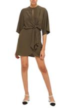 Women's Topshop Tie Front Minidress Us (fits Like 10-12) - Green