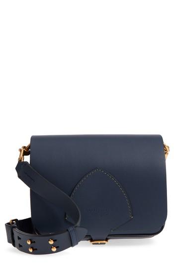 Burberry Large Square Leather Satchel - Blue