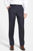 Men's Hickey Freeman Classic B Fit Flat Front Wool Trousers R - Blue