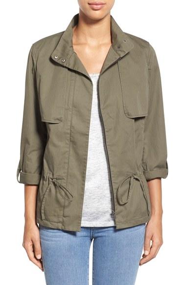 Women's Caslon Roll Sleeve Utility Jacket - Green