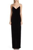 Women's Monique Lhuillier Crystal Strap Velvet Column Gown