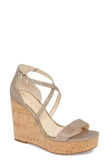 Women's Jessica Simpson Stassi Cross Strap Wedge Sandal M - Metallic