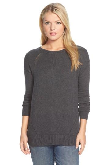 Women's Caslon Button Back Tunic Sweater - Grey