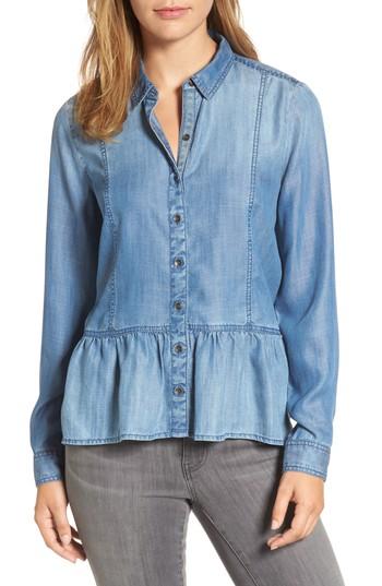 Women's Caslon Peplum Denim Shirt