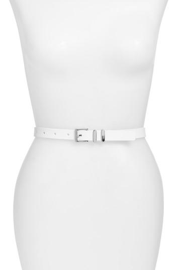Women's Halogen Saffiano Leather Belt - White