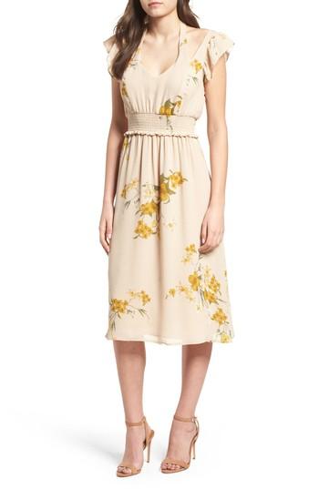 Women's June & Hudson Smocked Midi Dress - Pink