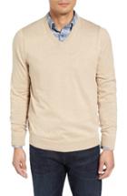 Men's Nordstrom Men's Shop Cotton & Cashmere V-neck Sweater - Beige