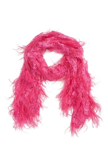 Women's Valentino Feather & Lace Shawl, Size - Pink