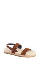 Women's Saint Laurent Nu Pieds Genuine Shearling Lining Slingback Sandal Us / 36eu - Brown