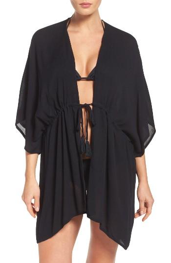 Women's Echo Open Front Cover-up Caftan, Size - Black