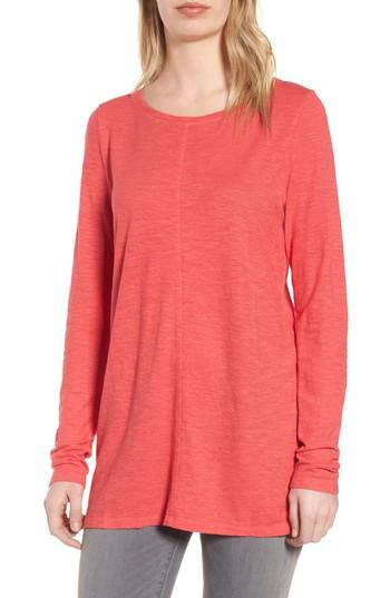 Women's Eileen Fisher Slub Jersey Tunic Top, Size - Red