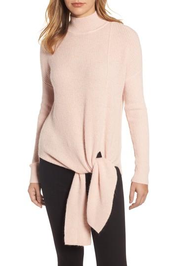 Petite Women's Halogen Tie Hem Sweater, Size P - Pink