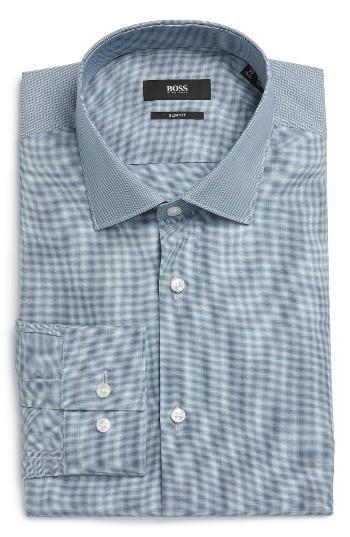 Men's Boss Ismo Slim Fit Solid Dress Shirt - Blue