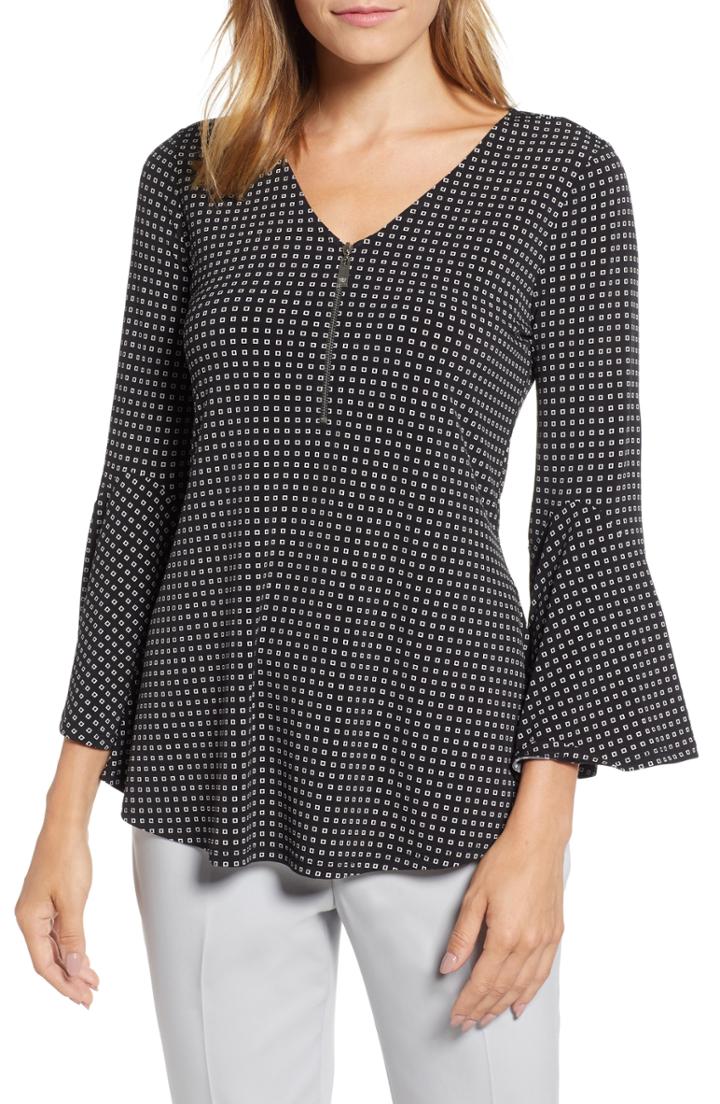 Women's Chaus Bell Sleeve Window Box Zipper Top