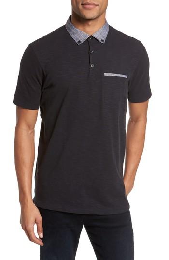 Men's Good Man Brand Slub Jersey Cotton Polo Shirt - Black