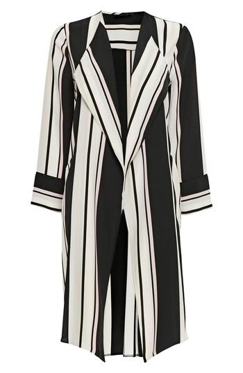 Women's Wallis Cut About Stella Stripe Duster Coat Us / 14 Uk - Black
