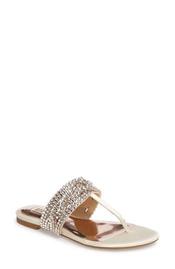 Women's Badgley Mischka Trent Embellished Flat Sandal M - Ivory