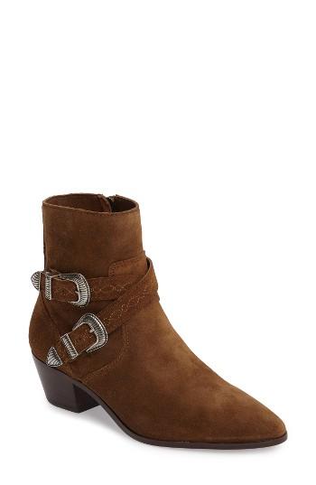 Women's Frye Ellen Buckle Strap Bootie M - Brown