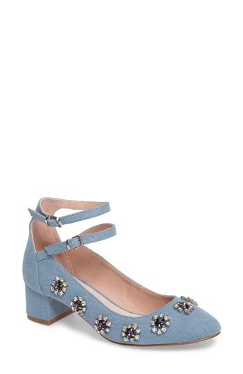 Women's Topshop Jaida Crystal Embellished Pump .5us / 39eu - Blue