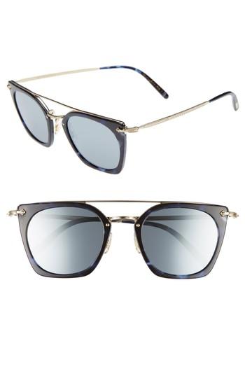 Women's Oliver Peoples Dacette 50mm Square Aviator Sunglasses - Cobalt