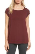 Women's Eileen Fisher Bateau Neck High/low Tee - Red