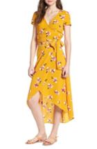 Women's Soprano Floral Wrap Crop Top - Yellow