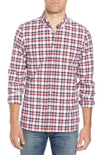Men's Lacoste Slim Fit Check Oxford Sport Shirt - Red