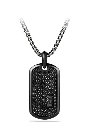 Men's David Yurman Pave Tag With Black Diamonds And Black Titanium