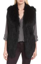 Women's La Fiorentina Genuine Fox Fur Vest - Black
