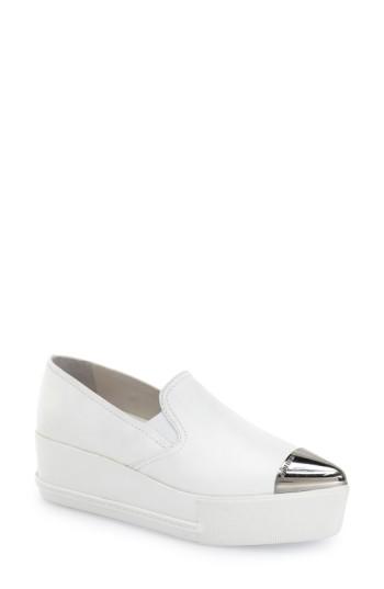 Women's Miu Miu Metal Cap Toe Platform Sneaker Us / 41eu - White