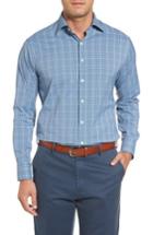 Men's Peter Millar Honeycomb Regular Fit Glen Plaid Performance Sport Shirt, Size - Blue