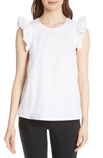 Women's Kate Spade New York Ruffled Cotton Top, Size - White