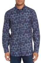 Men's Ted Baker London Modern Slim Fit Palm Print Sport Shirt (xl) - Blue