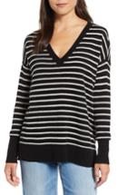 Women's Halogen Relaxed V-neck Cashmere Sweater - Black