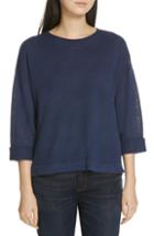 Women's Eileen Fisher Round Neck Organic Linen Top, Size - Blue