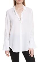 Women's Equipment Rossi Button Detail Silk Shirt, Size - White