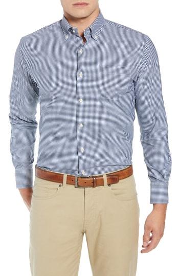 Men's Peter Millar Mimi Regular Fit Check Performance Sport Shirt, Size - Blue