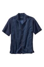 Men's Tommy Bahama 'lei Riviera Jacquard' Regular Fit Silk Camp Shirt, Size - Blue