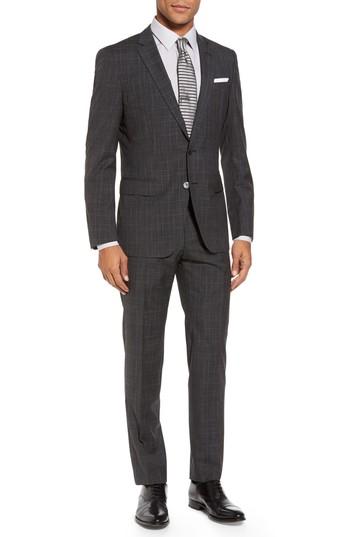 Men's Boss Hutson/gander Trim Fit Plaid Wool Suit