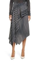 Women's Diane Von Furstenberg Striped Asymmetrical Midi Skirt - Black