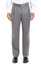 Men's Berle Pleated Solid Wool Trousers X 34 - Brown