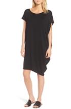 Women's Eileen Fisher Asymmetrical Jersey Shift Dress, Size - Black