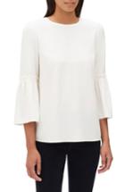 Women's Lafayette 148 New York Roslin Matte Silk Blouse - White