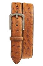 Men's Torino Belts South African Ostrich Leather Belt - Saddle